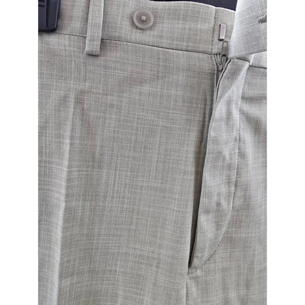 Calvin Klein Slim-Fit Dress Pants Men's 36Wx32L Taupe Solid Zip/Button Closure
